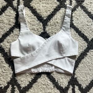 white cross over zara top size M